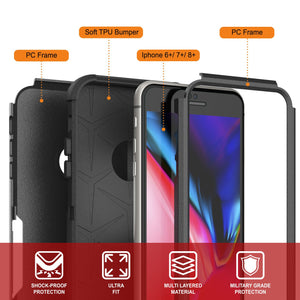 Punkcase for iPhone 6+ Plus Belt Clip Multilayer Holster Case [Patron Series] [Black]