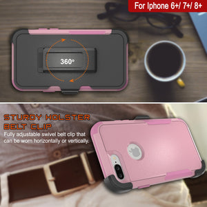 Punkcase for iPhone 8+ Plus Belt Clip Multilayer Holster Case [Patron Series] [Pink]