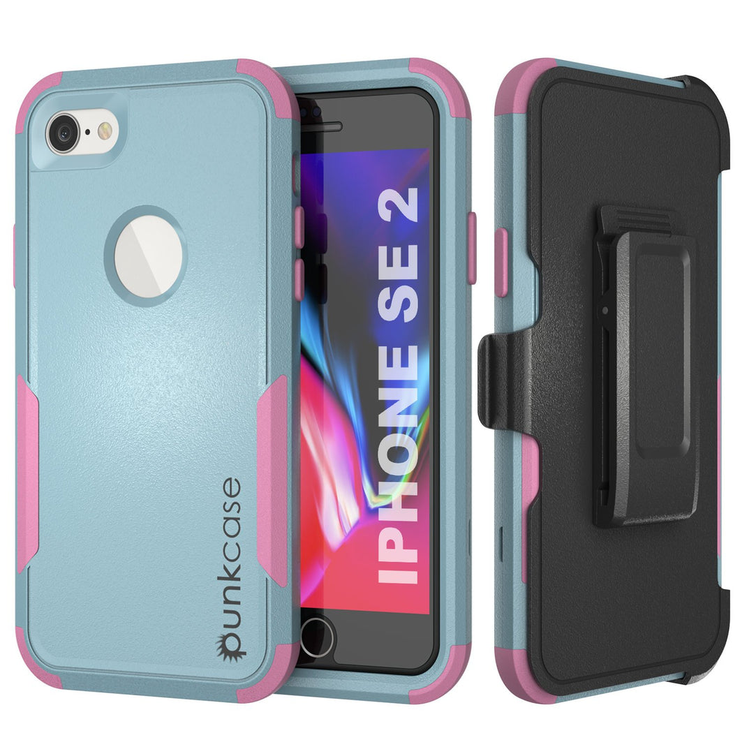 Punkcase for iPhone SE Belt Clip Multilayer Holster Case [Patron Series] [Mint-Pink]