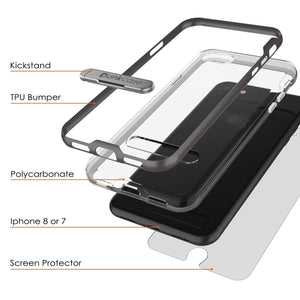 PunkCase iPhone 8 Lucid 3.0 Screen Protector W/ Anti-Shock Case [Grey]