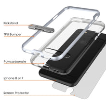 Load image into Gallery viewer, PunkCase iPhone 8 Lucid 3.0 Screen Protector W/ Anti-Shock Case [Silver]
