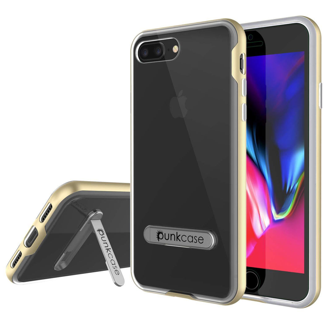 PunkCase iPhone 8+ Plus Lucid 3.0 Screen Protector W/ Anti-Shock Case [Gold]