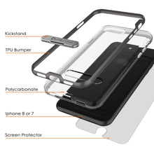 Load image into Gallery viewer, PunkCase iPhone 8+ Plus Lucid 3.0 Screen Protector W/ Anti-Shock Case [Grey]
