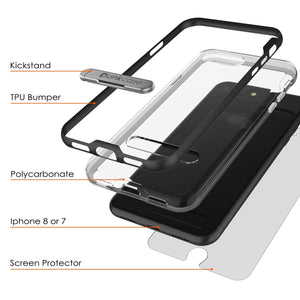 PunkCase iPhone 8+ Plus Lucid 3.0 Screen Protector W/ Anti-Shock Case [Black]
