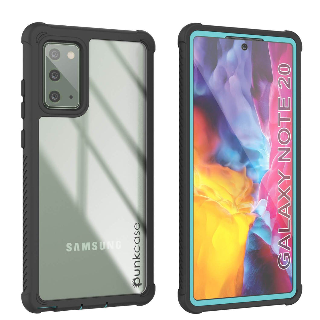 Punkcase Galaxy Note 20 Case, [Spartan Series] Teal Rugged Heavy Duty Cover W/Built in Screen Protector