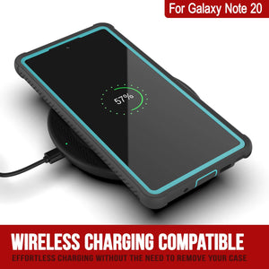 Punkcase Galaxy Note 20 Case, [Spartan Series] Teal Rugged Heavy Duty Cover W/Built in Screen Protector