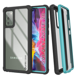Punkcase Galaxy Note 20 Case, [Spartan Series] Teal Rugged Heavy Duty Cover W/Built in Screen Protector