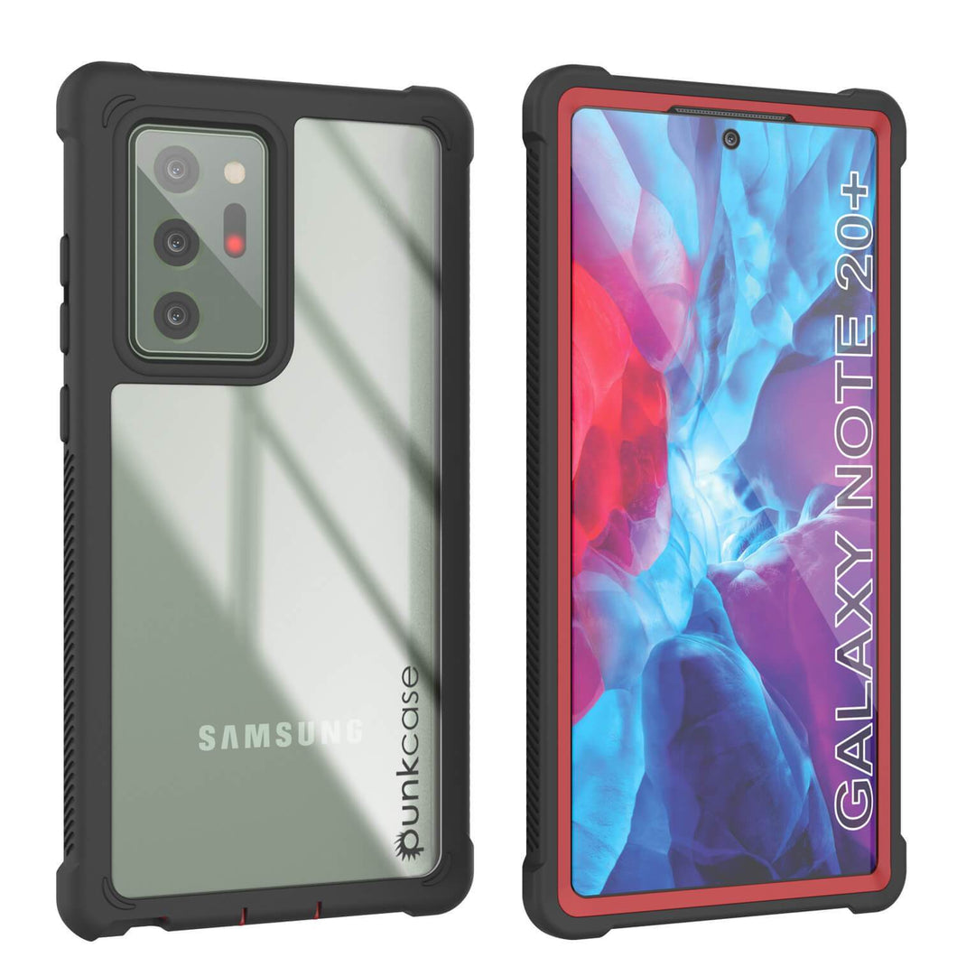Punkcase Galaxy Note 20 Ultra Case, [Spartan Series] Red Rugged Heavy Duty Cover W/Built in Screen Protector