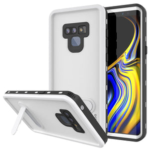 PunkCase Galaxy Note 9 Waterproof Case, [KickStud Series] Armor Cover [White]