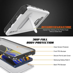PunkCase Galaxy Note 9 Waterproof Case, [KickStud Series] Armor Cover [White]