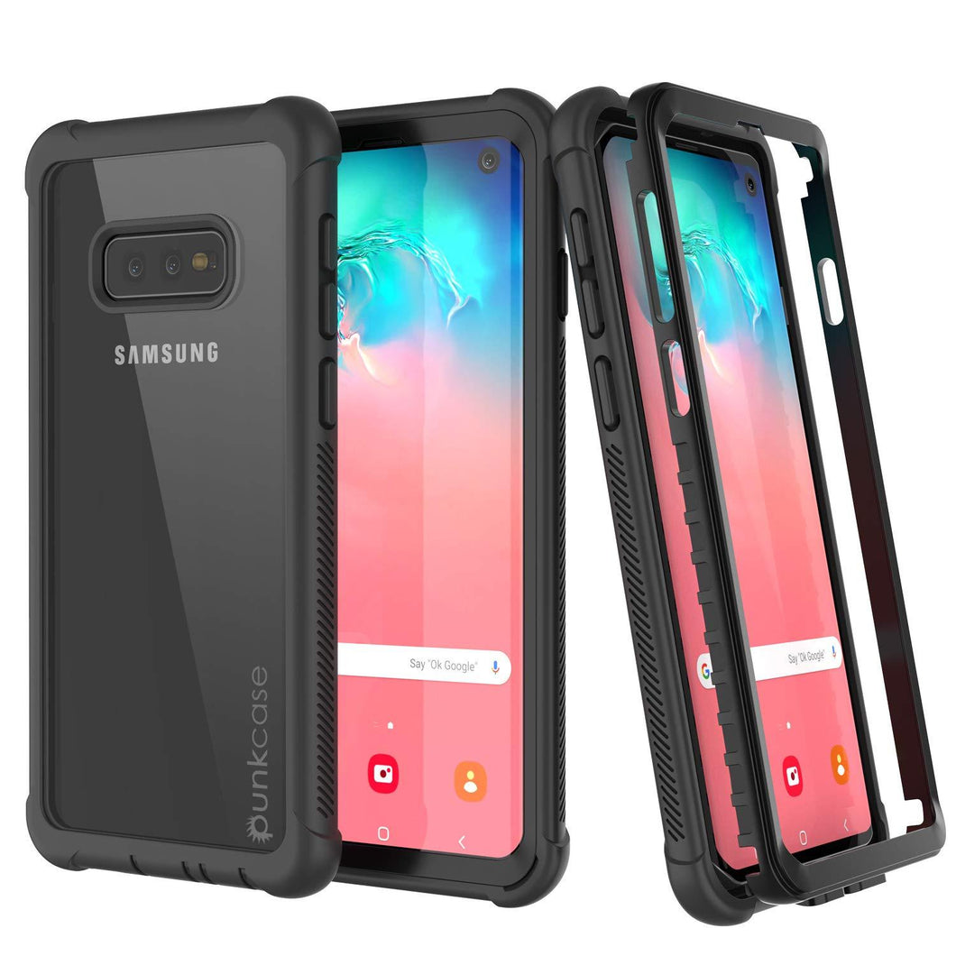 PunkCase Galaxy S10 Lite Case, [Spartan Series] Clear Rugged Heavy Duty Cover W/Built in Screen Protector [Black]