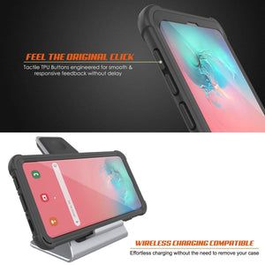 PunkCase Galaxy S10 Lite Case, [Spartan Series] Clear Rugged Heavy Duty Cover W/Built in Screen Protector [Black]
