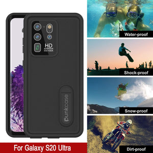 Galaxy S20 Ultra Waterproof Case, Punkcase [KickStud Series] Armor Cover [Black]