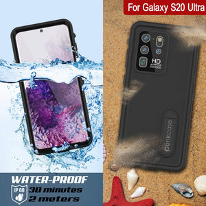 Galaxy S20 Ultra Waterproof Case, Punkcase [KickStud Series] Armor Cover [Black]