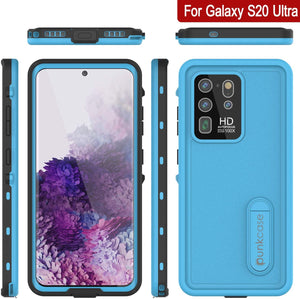 Galaxy S20 Ultra Waterproof Case, Punkcase [KickStud Series] Armor Cover [Light Blue]