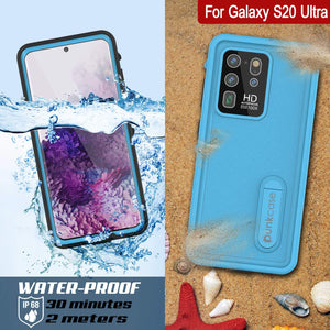 Galaxy S20 Ultra Waterproof Case, Punkcase [KickStud Series] Armor Cover [Light Blue]