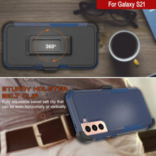 Load image into Gallery viewer, Punkcase for Galaxy S21 5G Belt Clip Multilayer Holster Case [Patron Series] [Navy]
