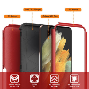 Punkcase for Galaxy S21+ Plus 5G Belt Clip Multilayer Holster Case [Patron Series] [Red-Black]