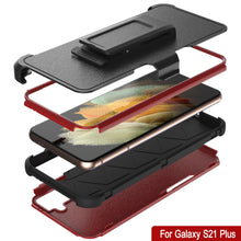 Load image into Gallery viewer, Punkcase for Galaxy S21+ Plus 5G Belt Clip Multilayer Holster Case [Patron Series] [Red-Black]
