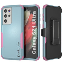 Load image into Gallery viewer, Punkcase for Galaxy S21 Ultra 5G Belt Clip Multilayer Holster Case [Patron Series] [Mint-Pink]
