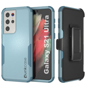 Punkcase for Galaxy S21 Ultra 5G Belt Clip Multilayer Holster Case [Patron Series] [Mint]