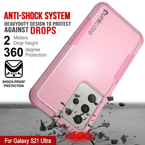 Punkcase for Galaxy S21 Ultra 5G Belt Clip Multilayer Holster Case [Patron Series] [Pink]