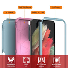 Load image into Gallery viewer, Punkcase for Galaxy S21 Ultra 5G Belt Clip Multilayer Holster Case [Patron Series] [Mint-Pink]
