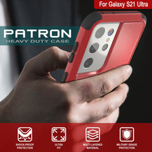Load image into Gallery viewer, Punkcase for Galaxy S21 Ultra 5G Belt Clip Multilayer Holster Case [Patron Series] [Red-Black]
