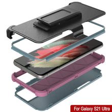 Load image into Gallery viewer, Punkcase for Galaxy S21 Ultra 5G Belt Clip Multilayer Holster Case [Patron Series] [Mint-Pink]
