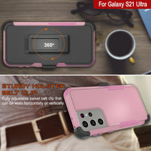 Load image into Gallery viewer, Punkcase for Galaxy S21 Ultra 5G Belt Clip Multilayer Holster Case [Patron Series] [Pink]
