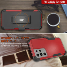 Load image into Gallery viewer, Punkcase for Galaxy S21 Ultra 5G Belt Clip Multilayer Holster Case [Patron Series] [Red-Black]
