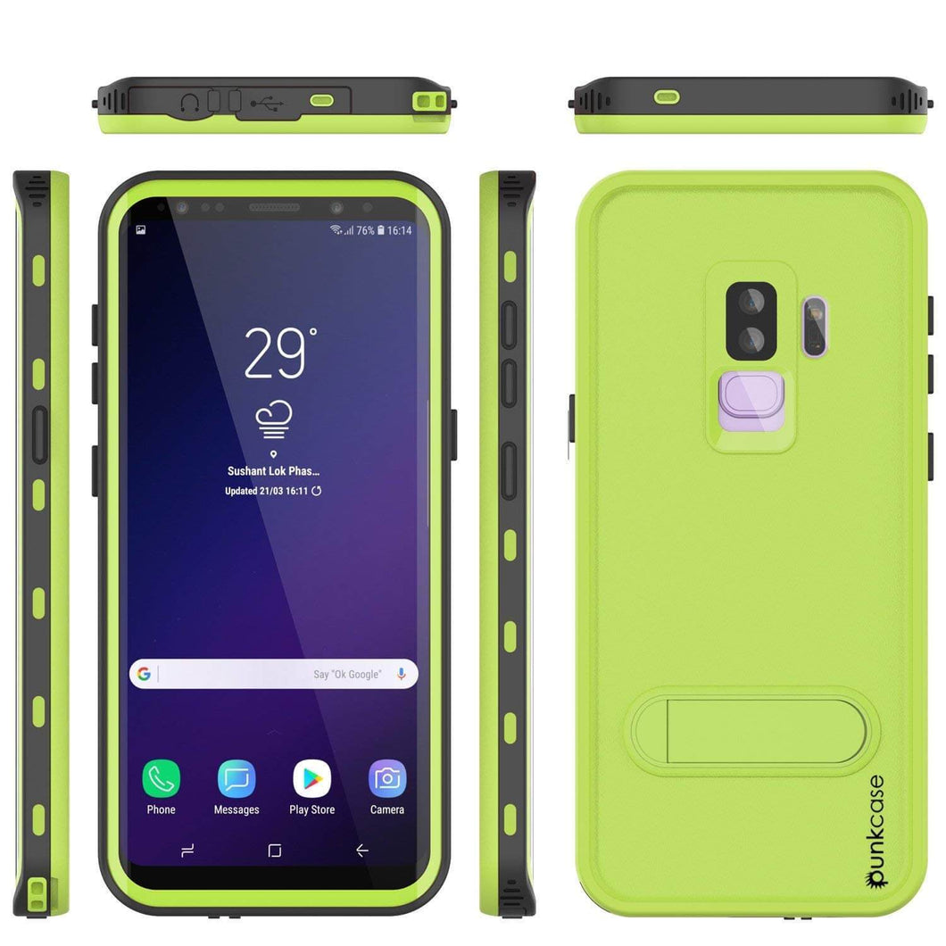 Galaxy S9 Plus Waterproof Case, Punkcase [KickStud Series] Armor Cover [LIGHT GREEN]