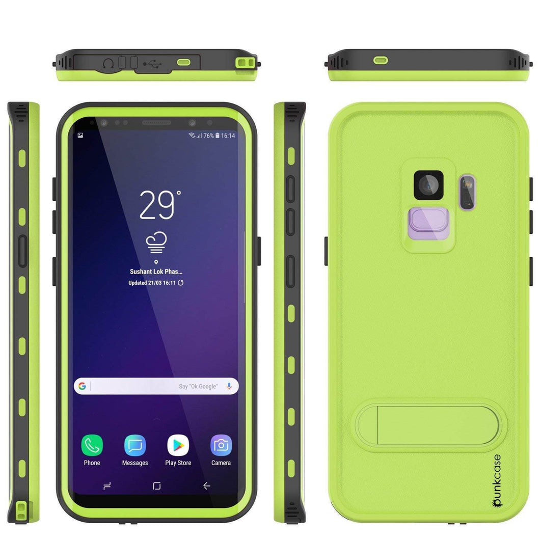 Galaxy S9 Waterproof Case, Punkcase [KickStud Series] Armor Cover [LIGHT GREEN]