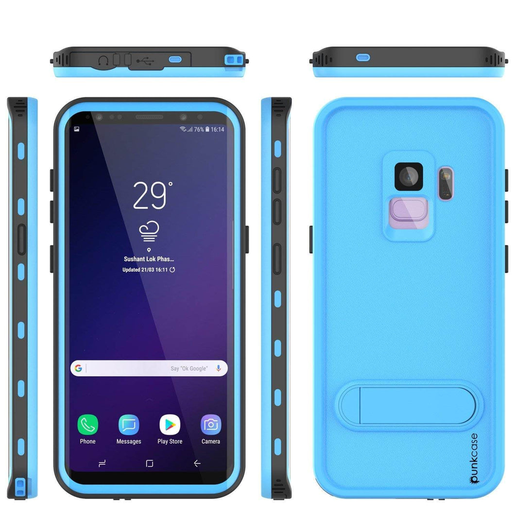 Galaxy S9 Waterproof Case, Punkcase [KickStud Series] Armor Cover [LIGHT BLUE]