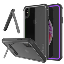 Load image into Gallery viewer, PunkCase iPhone XS Max Case, [Spartan Series] Clear Rugged Heavy Duty Cover W/Built in Screen Protector [Purple]
