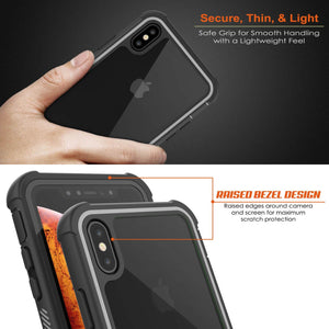 PunkCase iPhone XS Max Case, [Spartan Series] Clear Rugged Heavy Duty Cover W/Built in Screen Protector [Black]