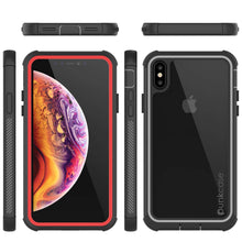 Load image into Gallery viewer, PunkCase iPhone XS Max Case, [Spartan Series] Clear Rugged Heavy Duty Cover W/Built in Screen Protector [Red]
