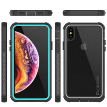 Load image into Gallery viewer, PunkCase iPhone XS Max Case, [Spartan Series] Clear Rugged Heavy Duty Cover W/Built in Screen Protector [Teal]
