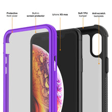 Load image into Gallery viewer, PunkCase iPhone XS Max Case, [Spartan Series] Clear Rugged Heavy Duty Cover W/Built in Screen Protector [Purple]
