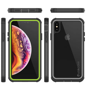 PunkCase iPhone XS Max Case, [Spartan Series] Clear Rugged Heavy Duty Cover W/Built in Screen Protector [Light-Green]