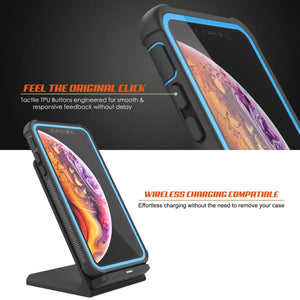 PunkCase iPhone XS Max Case, [Spartan Series] Clear Rugged Heavy Duty Cover W/Built in Screen Protector [Light-Blue]