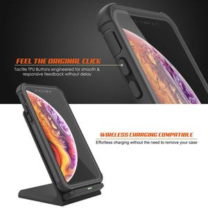 PunkCase iPhone XS Case, [Spartan Series] Clear Rugged Heavy Duty Cover W/Built in Screen Protector [Black]