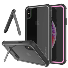 Load image into Gallery viewer, PunkCase iPhone XS Case, [Spartan Series] Clear Rugged Heavy Duty Cover W/Built in Screen Protector [Pink]
