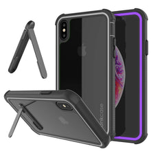 Load image into Gallery viewer, PunkCase iPhone XS Case, [Spartan Series] Clear Rugged Heavy Duty Cover W/Built in Screen Protector [Purple]
