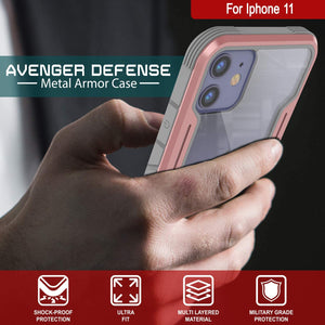 Punkcase iPhone 12 Ravenger Case Protective Military Grade Multilayer Cover [Rose-Gold]