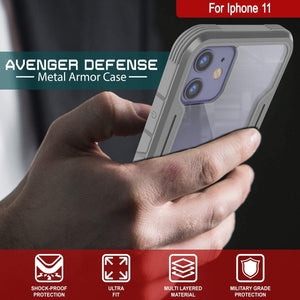 Punkcase iPhone 12 Ravenger Case Protective Military Grade Multilayer Cover [Grey]