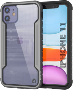 Punkcase iPhone 12 Ravenger Case Protective Military Grade Multilayer Cover [Grey-Black]