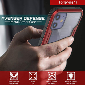 Punkcase iPhone 12 Ravenger Case Protective Military Grade Multilayer Cover [Red]