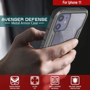 Punkcase iPhone 12 Ravenger Case Protective Military Grade Multilayer Cover [Grey-Black]