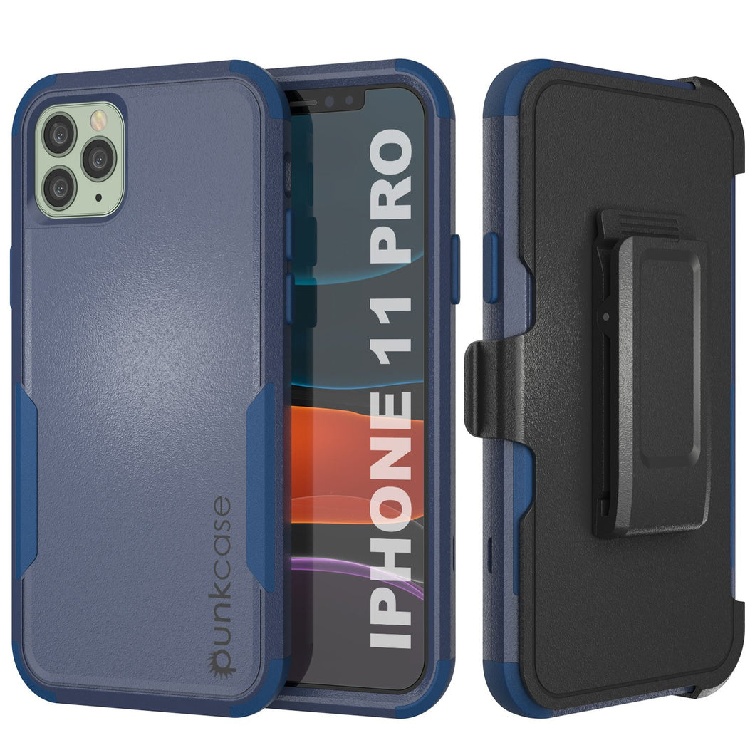 Punkcase for iPhone 11 Pro Belt Clip Multilayer Holster Case [Patron Series] [Navy]